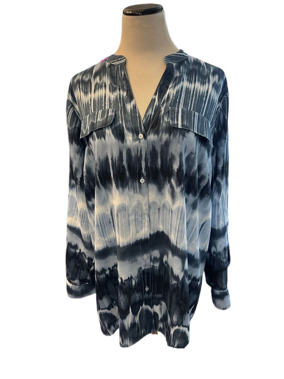 New! Calvin Klein Blue Tye Die Button Down Sz 1X